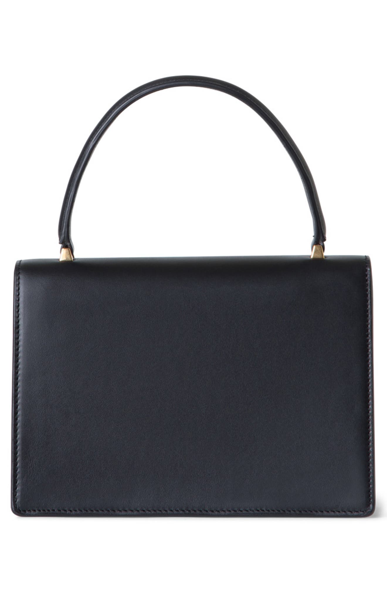 Akris Small Alice Leather Top Handle Bag, Alternate, color, Black