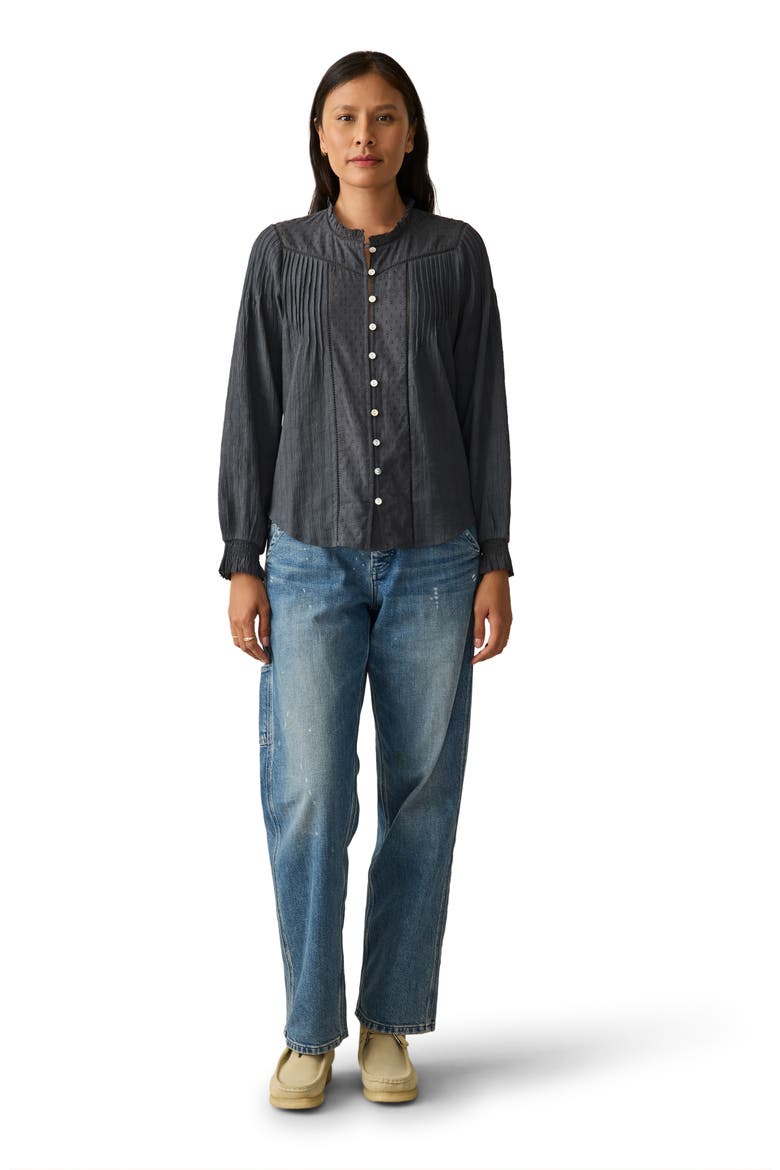 Lily Organic Cotton Button-Up Shirt, Alternate, color, WASHED BLACK