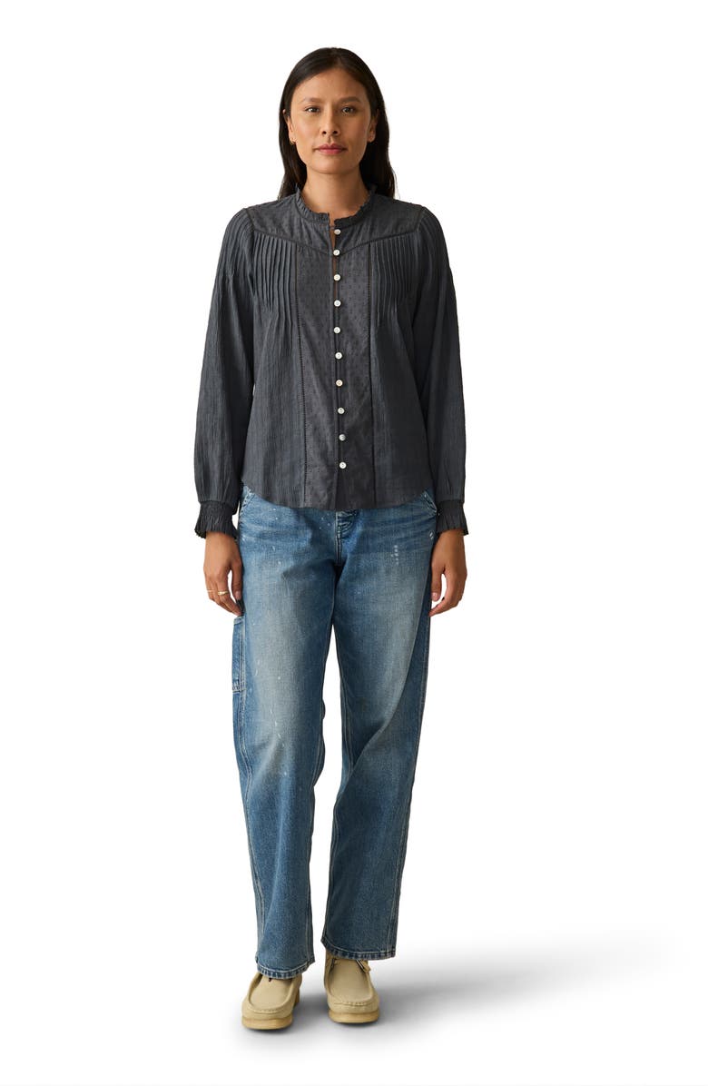 Faherty Lily Organic Cotton Button-Up Shirt, Alternate, color, Washed Black