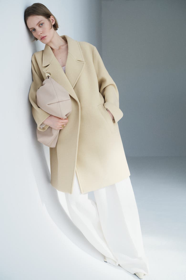 Oversized Wool-blend Coat, Alternate, color, Light yellow