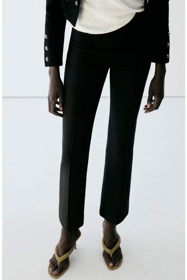 Seamed Straight Leg Crop Pants, Alternate, color, BLACK