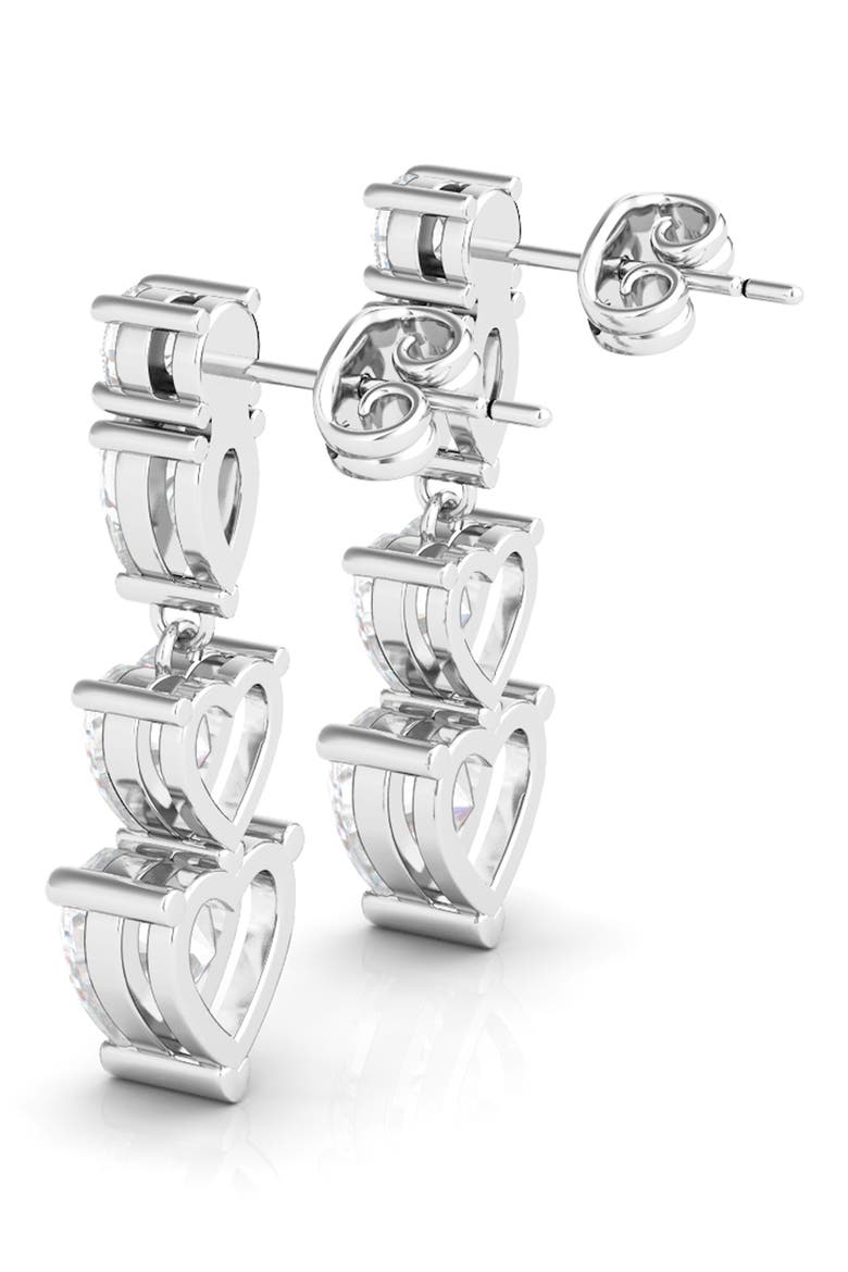 Lab Created Diamond Heart Drop Earrings, Alternate, color, 18K WHITE GOLD