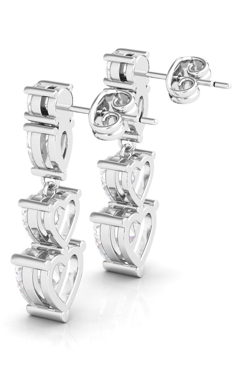HauteCarat Lab Created Diamond Heart Drop Earrings, Alternate, color, 18K White Gold