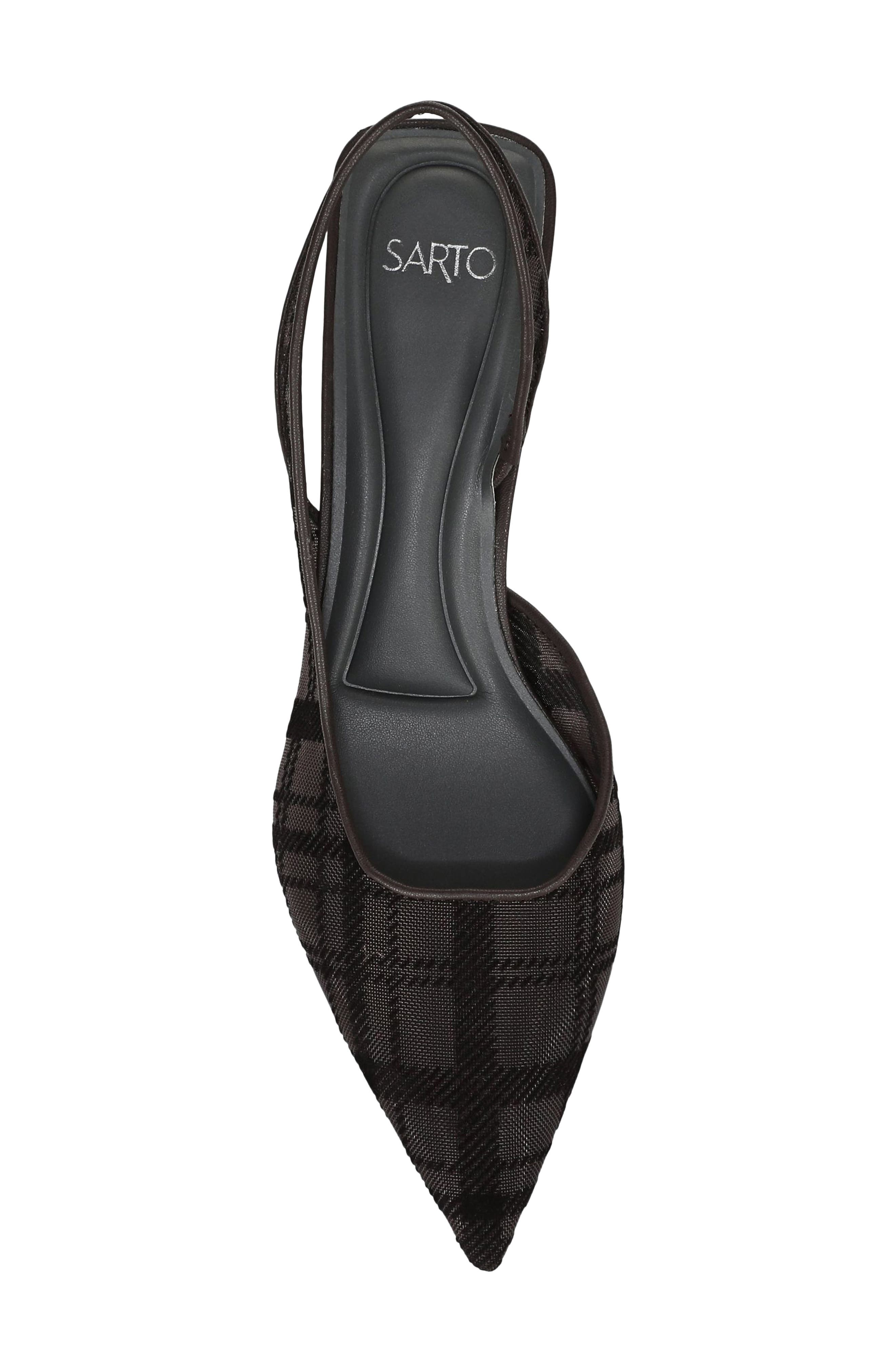 SARTO by Franco Sarto Devin Slingback Half D'Orsay Pointed Toe Kitten Heel Pump, Alternate, color, Brown