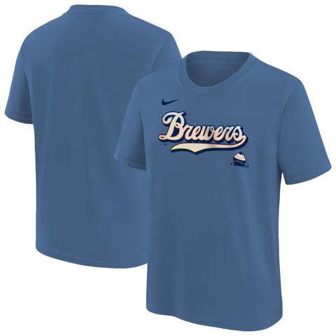 Youth Nike Blue Milwaukee Brewers 2026 City Connect Wordmark T-Shirt