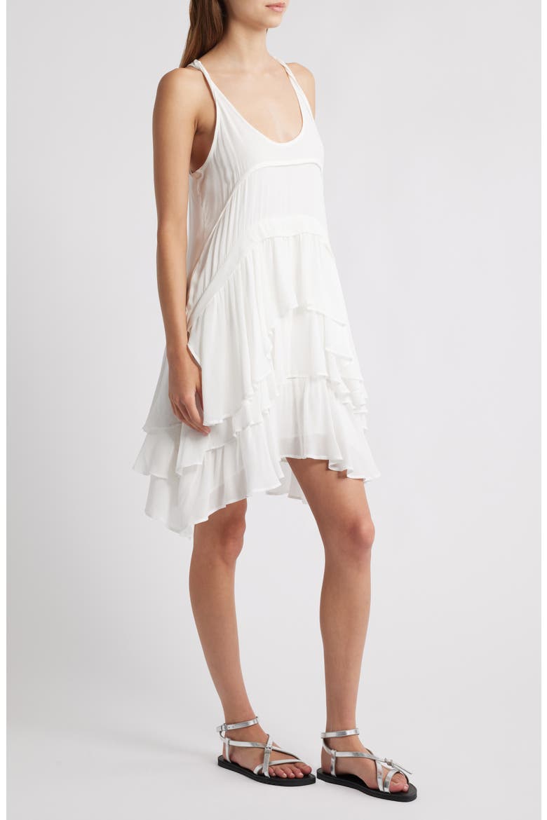 Cavarly Tiered Asymmetric Hem Dress, Alternate, color, OPTIC WHITE