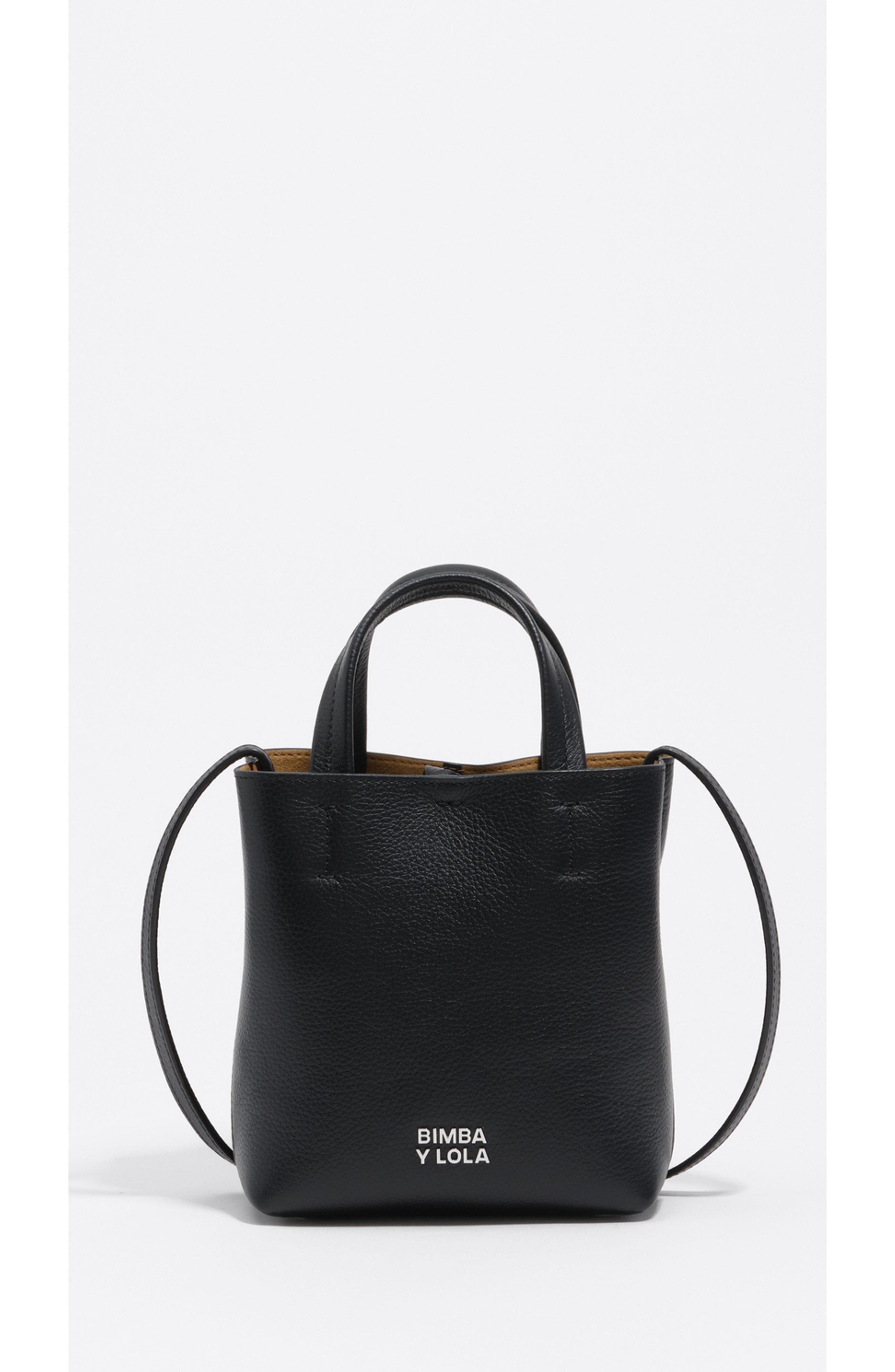 Bimba y Lola Mini Leather Chihuahua Bag, Main, color, Black