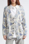R13 Distressed Oversize Floral Linen Blend Cardigan