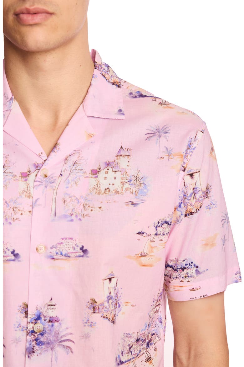 Cotton Camp Shirt, Alternate, color, PINK SUMMER ISLAND