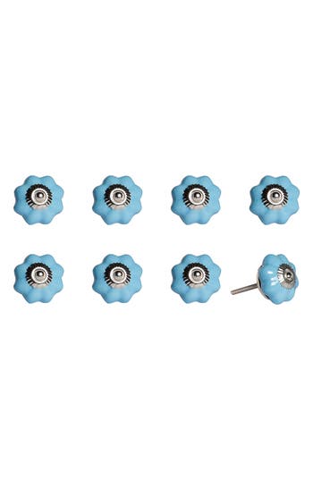 Kinetic 8-pack Knobs In Wavy Blue Silver