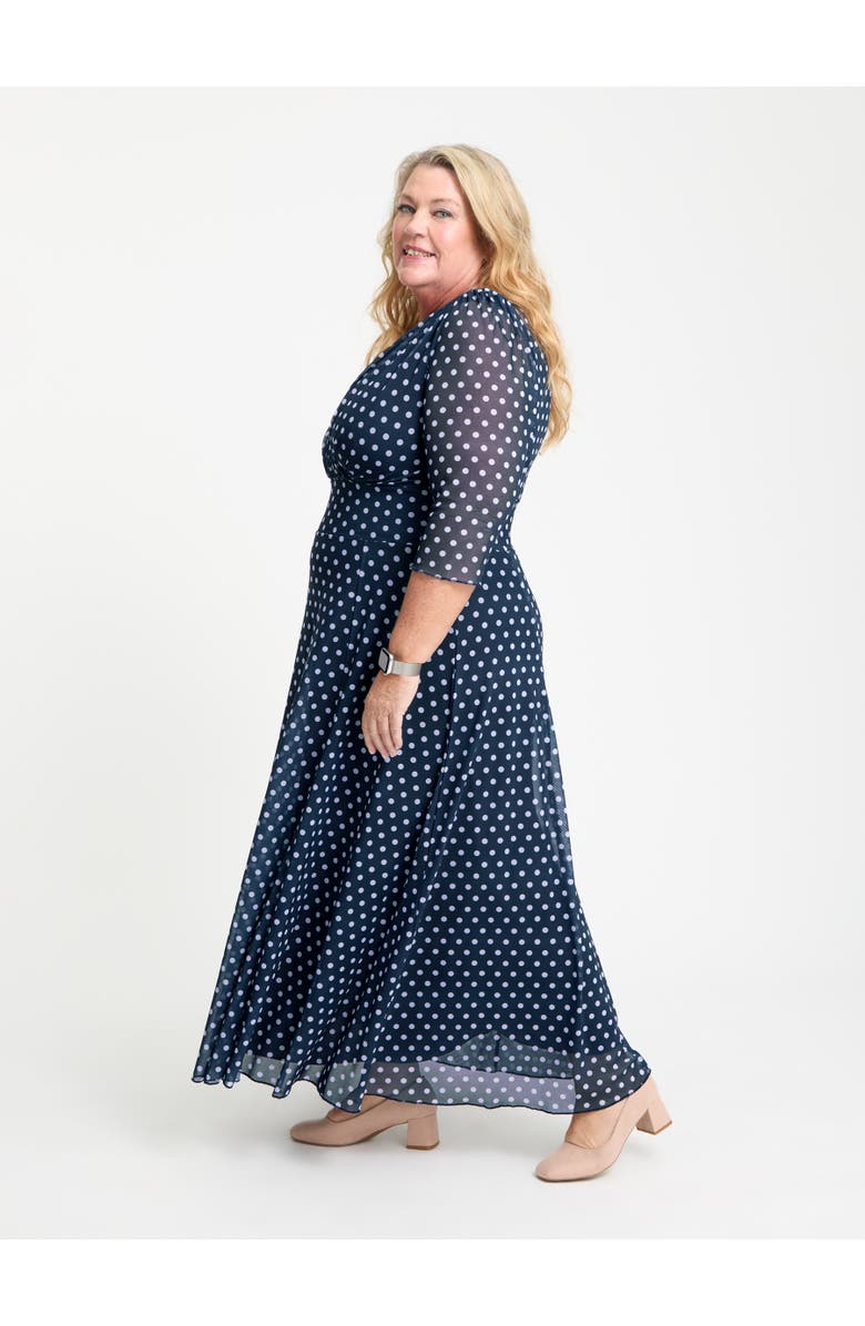 Scarlett & Jo Curvy Petite Verity Print Maxi Gown, Alternate, color, Navy Lavender Spot