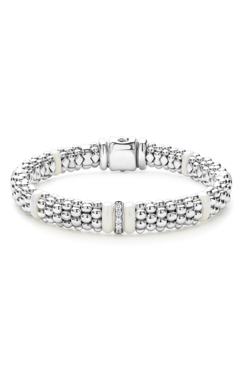 LAGOS White Caviar Diamond Station Bracelet, Main, color, White