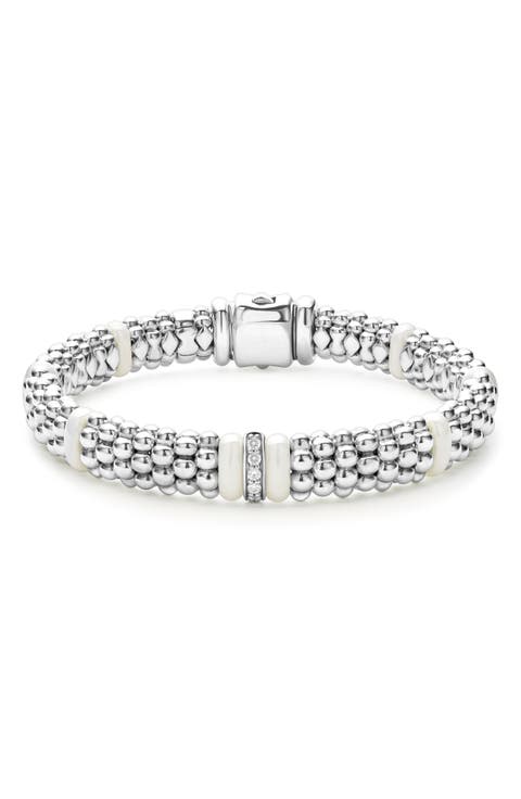 White Caviar Diamond Station Bracelet