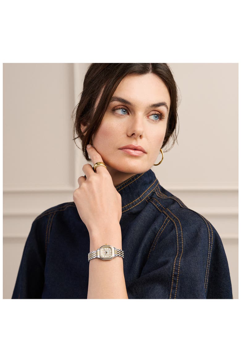Mini Meggie Mother-of-Pearl & Diamond Bracelet Watch, 23mm x 25mm, Alternate, color, TWO TONE