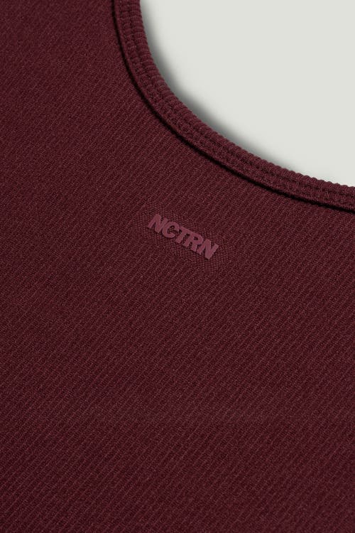 Nocturne Printed Sleeveless Crop Top In Burgundy