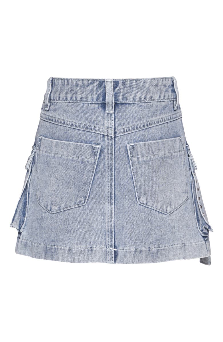 Hannah Banana Kids' Denim Studded Cargo Miniskirt, Alternate, color, Denim Blue