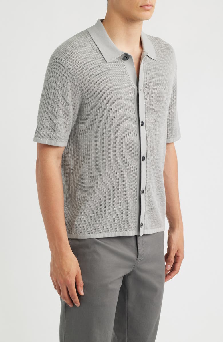 Theory Tactile Cotton Open Stitch Button-Up Shirt, Alternate, color, Dark Vapor