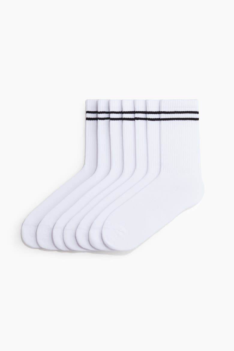 7-pack Sports Socks, Main, color, White/striped