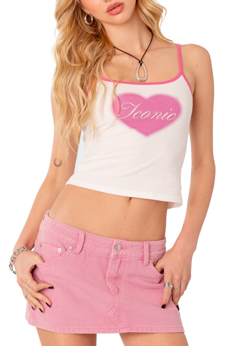 EDIKTED Iconic Crop Stretch Cotton Tank, Main, color, 