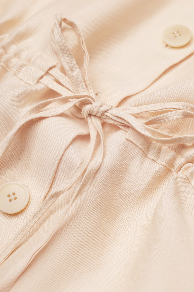 Drawstring-Waist Floral-Applique Blouse, Alternate, color, Light Apricot