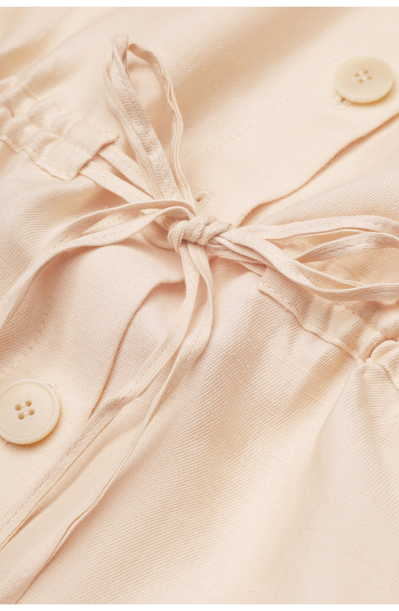 Malva Florea Drawstring-Waist Floral-Appliqu Blouse, Alternate, color, Light Apricot