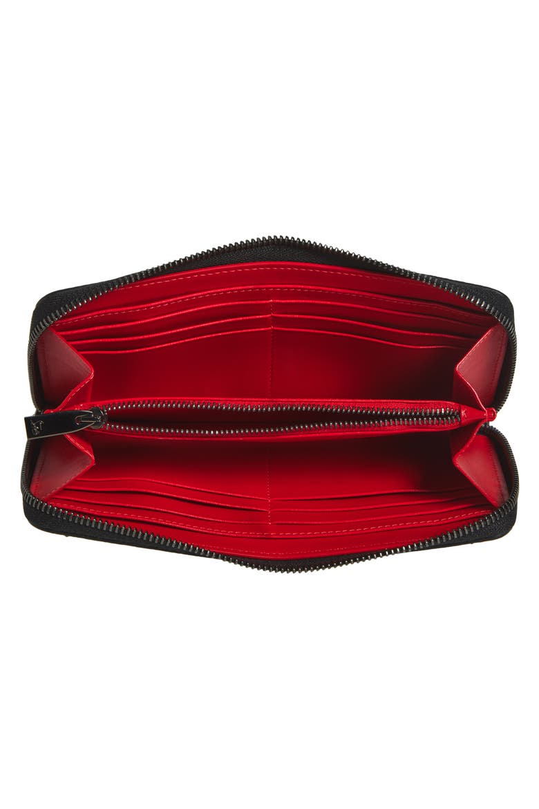 Panettone Spiked Calfskin Wallet, Alternate, color, BLACK/ ULTRABLACK