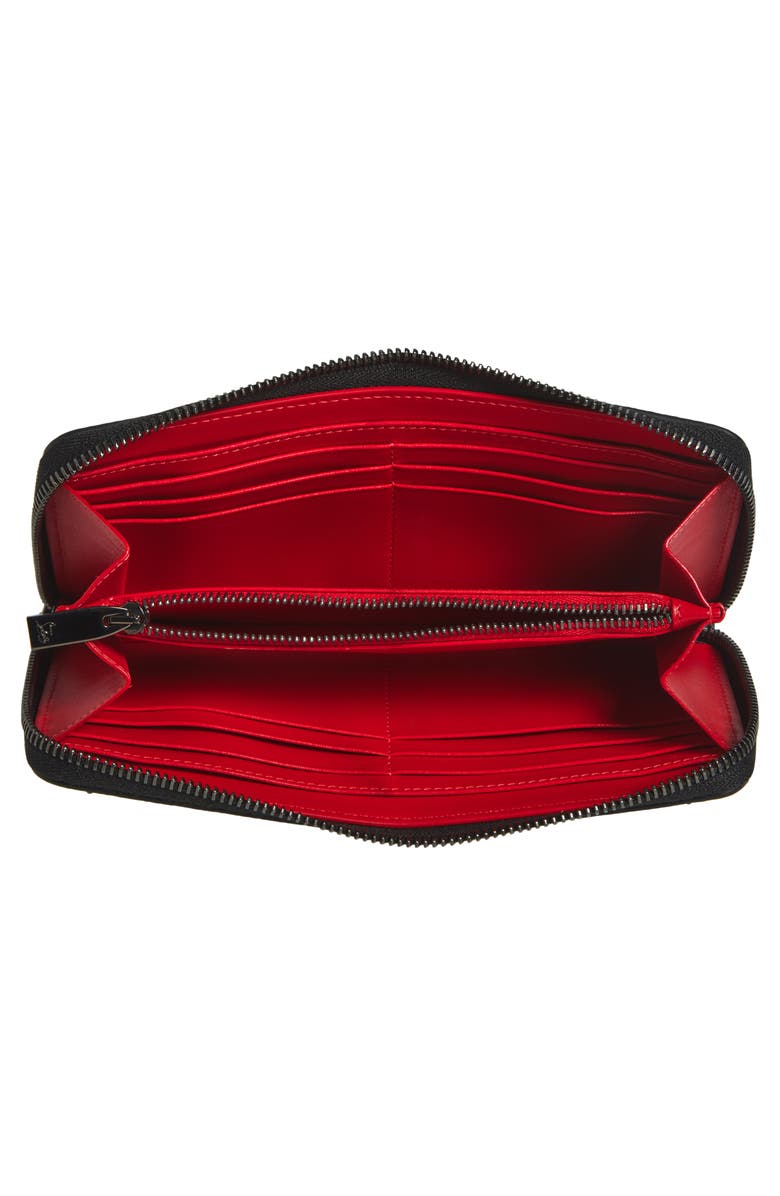 Christian Louboutin Panettone Spiked Calfskin Wallet, Alternate, color, Black/ Ultrablack