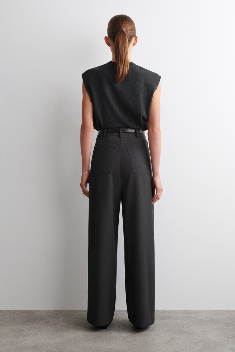Regular Wool-Blend Wide-Leg Pants, Alternate, color, BLACK