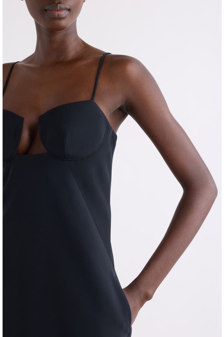 Cutaway Satin Minidress, Alternate, color, BLACK