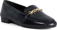 Dune London Gearing Croc Embossed Leather Loafer