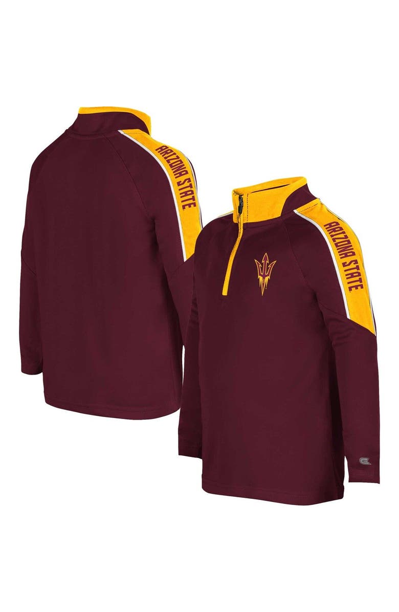 COLOSSEUM Toddler Colosseum Maroon Arizona State Sun Devils Team Raglan Quarter-Zip Windshirt, Main, color, 