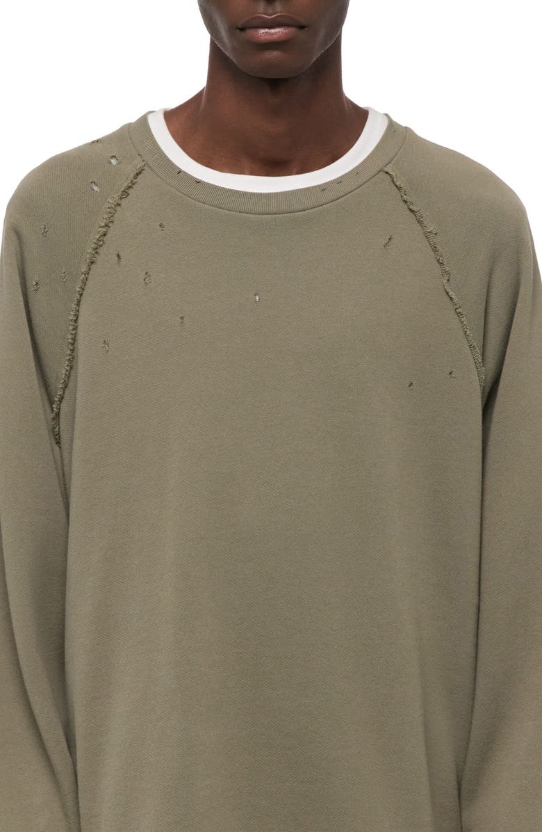Helmut Lang Distressed Crewneck Sweatshirt, Alternate, color, Sage Dust