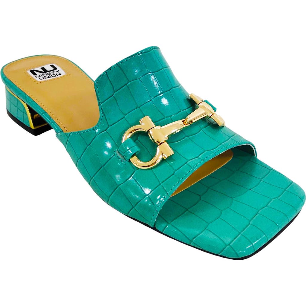 Ninety Union Open Toe, Metal Trim Heel Slide In Green