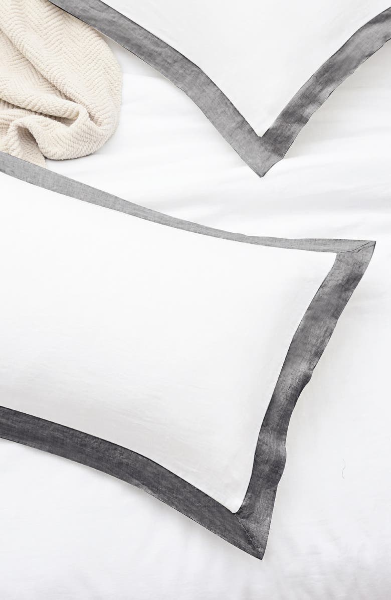 MELANGE HOME Linen Border Duvet 3-Piece Set, Alternate, color,