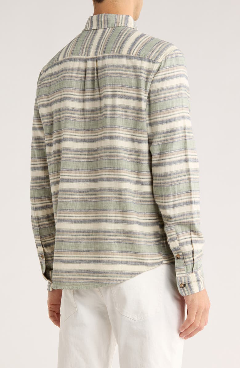 Lucky Brand San Gabriel Slub Stripe Button Up Shirt, Alternate, color, Green Stripe