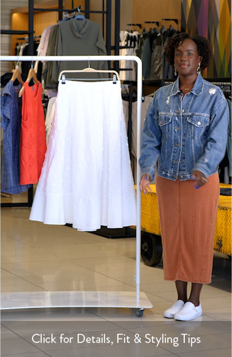 Floral Appliqué Cotton Midi Skirt, sales video thumbnail