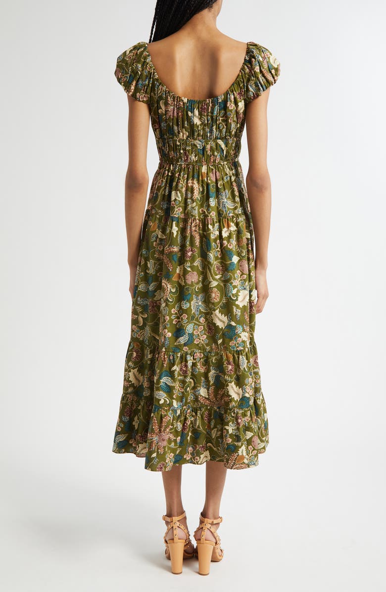 Ulla Johnson Paloma Cap Sleeve Midi Dress, Alternate, color, Lichen