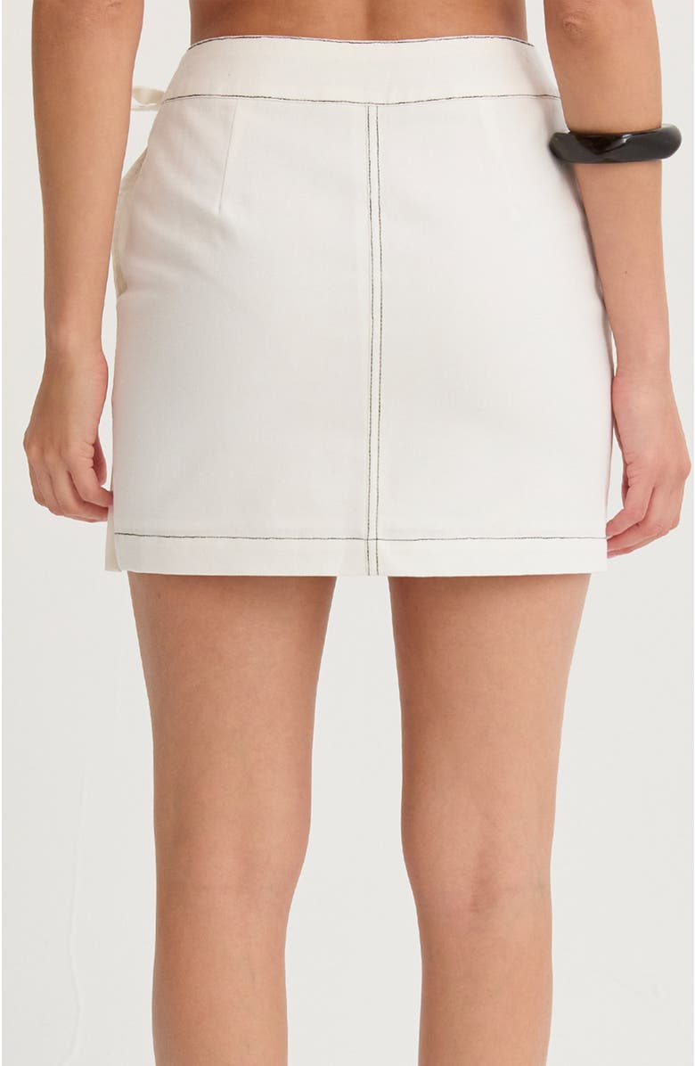 CRESCENT Contrast Stitch Mini Skirt, Alternate, color, White