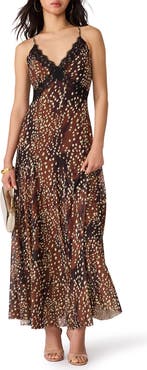 Steve Madden Em Dot Print Satin & Lace Dress