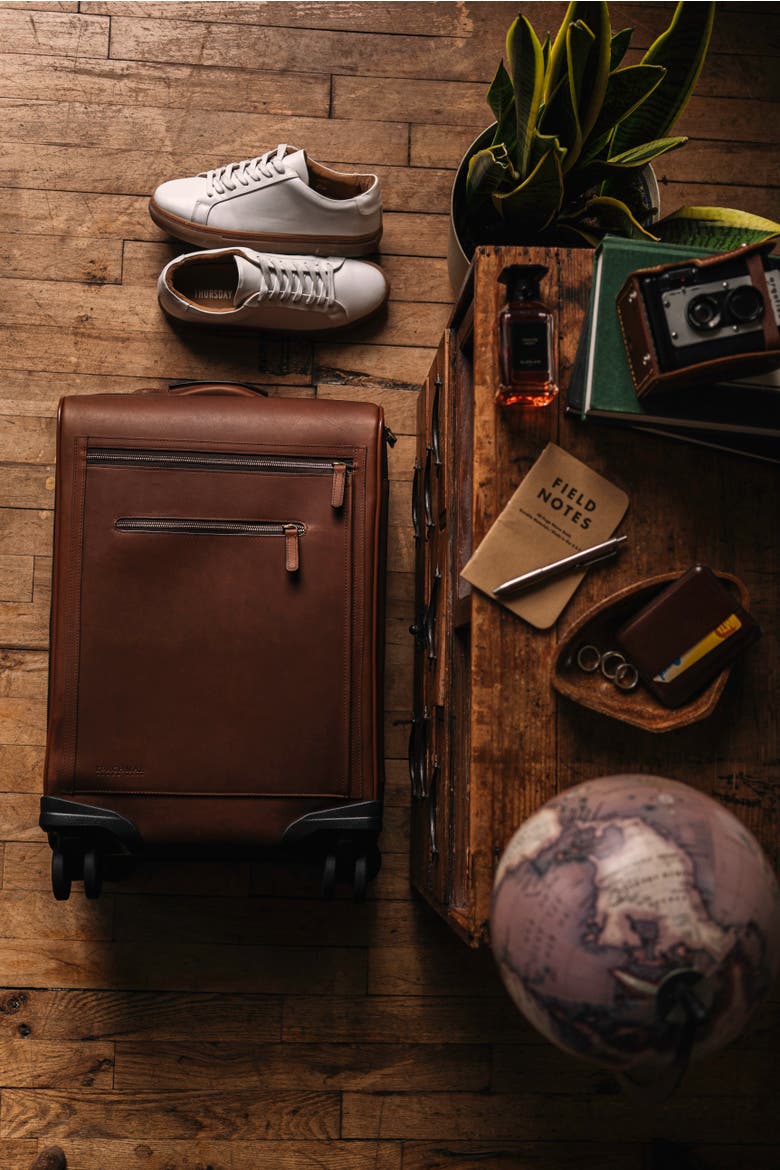 Hudson 22" Leather Wheeled Carry-On, Alternate, color, Espresso
