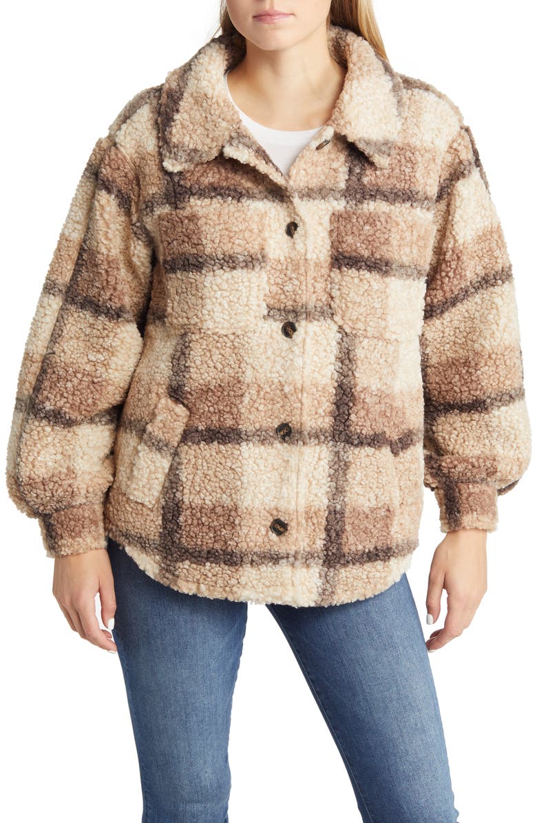 Wit & Wisdom Plaid Teddy Jacket, Alternate, color, 