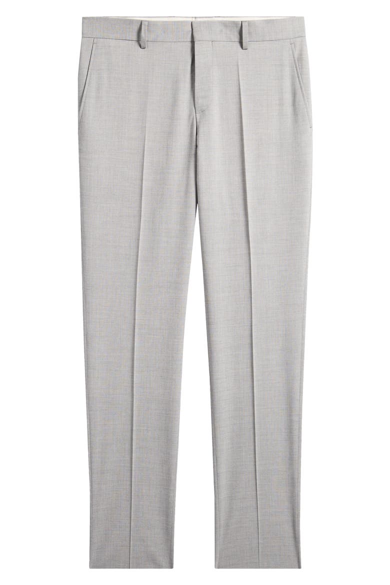 Genius Slim Fit Flat Front Wool Blend Dress Pants, Alternate, color, OPEN GREY
