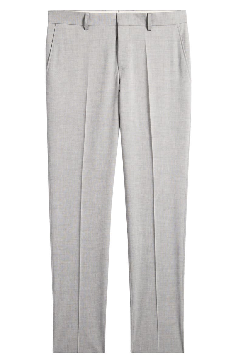 BOSS Genius Slim Fit Flat Front Wool Blend Dress Pants, Main, color, Open Grey