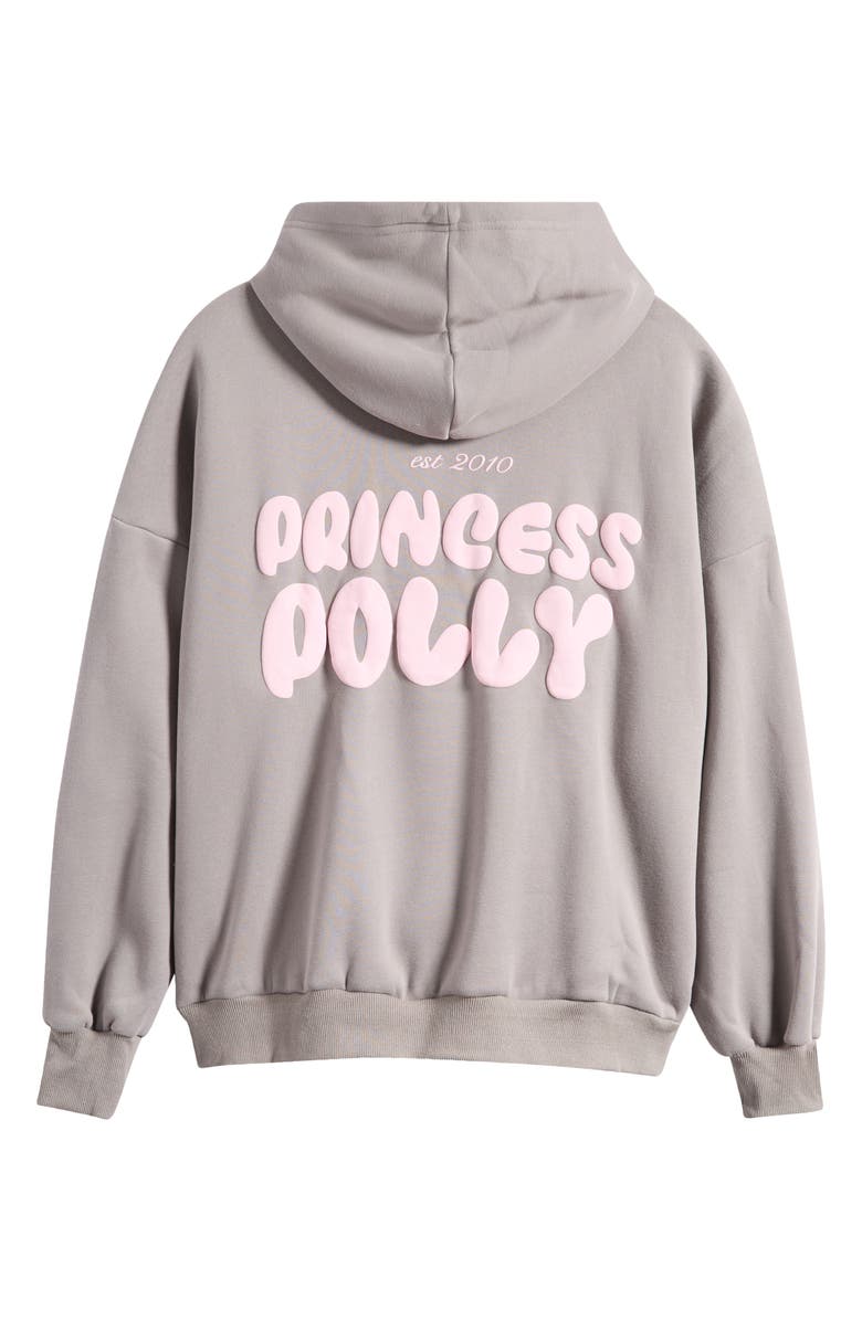 Princess Polly Graphic Print Logo Hoodie, Alternate, color, Charcoal