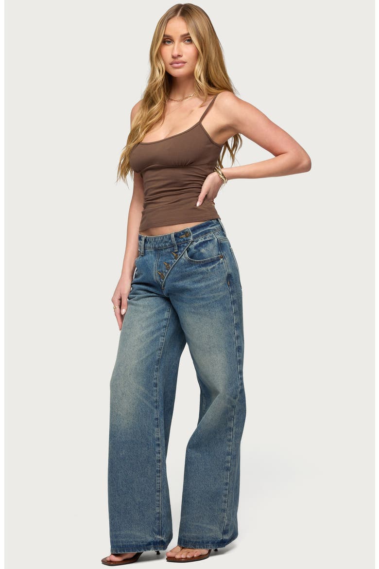 Moxlan Slant Button Low Rise Wide Leg Jeans, Alternate, color, BLUE-WASHED
