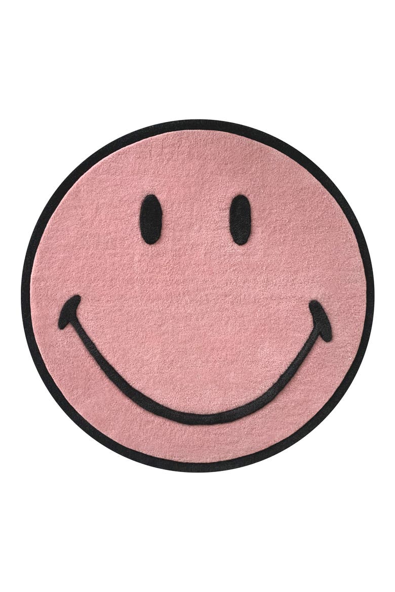Smiley Rug, Main, color, PINK