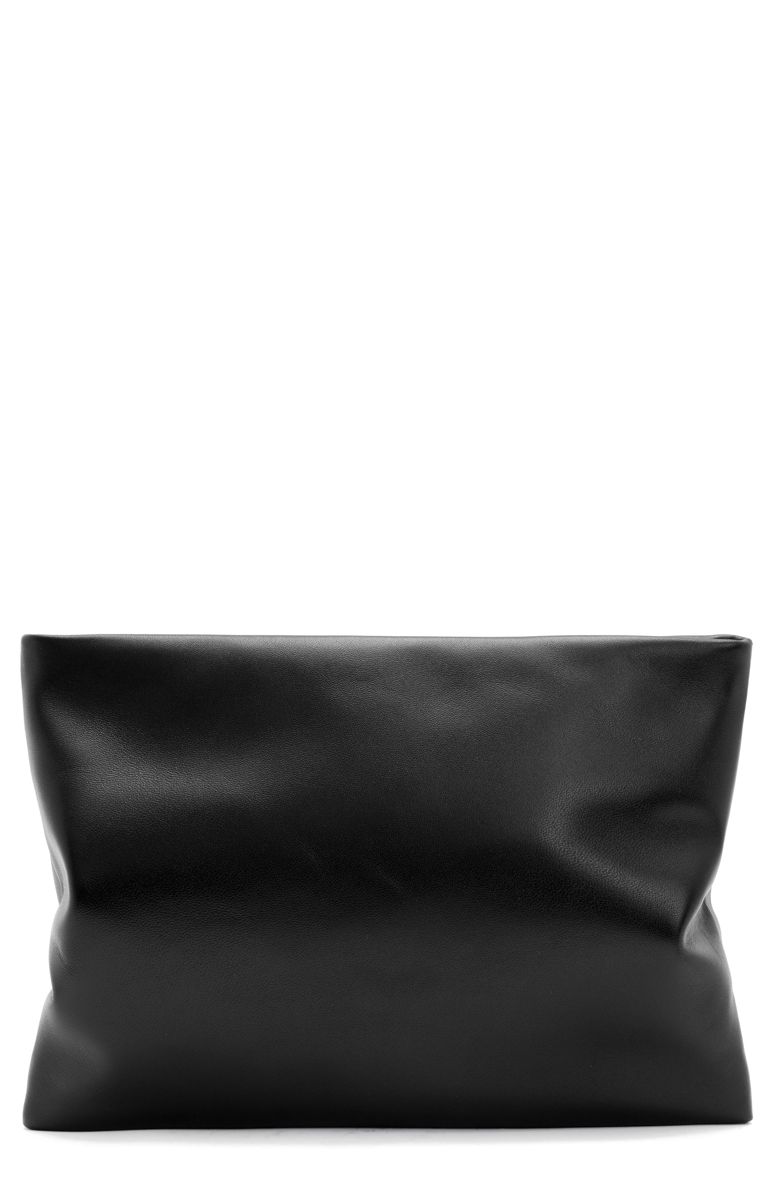 AllSaints Bettina Leather Clutch, Main, color, 