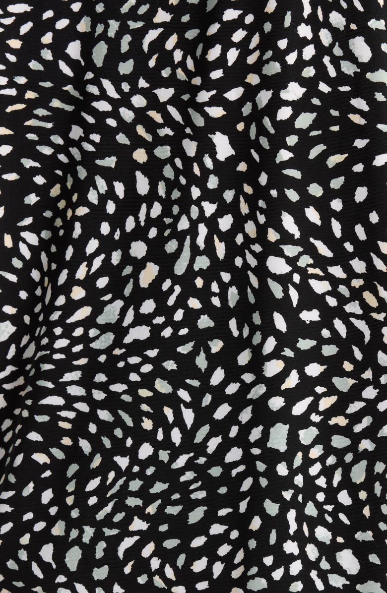 AK ANNE KLEIN Print Pleat Three-Quarter Sleeve Top, Alternate, color, Anne Black Multi