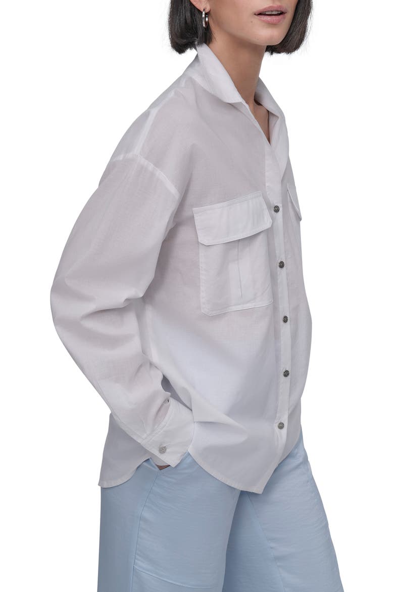 Cotton Voile Button-Up Shirt, Alternate, color, WHITE