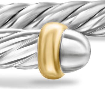 Cable Flex Bracelet in Sterling Silver with 14K Yellow Gold